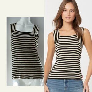 Knit Halter Tank Top Crème Black stripe Size Small